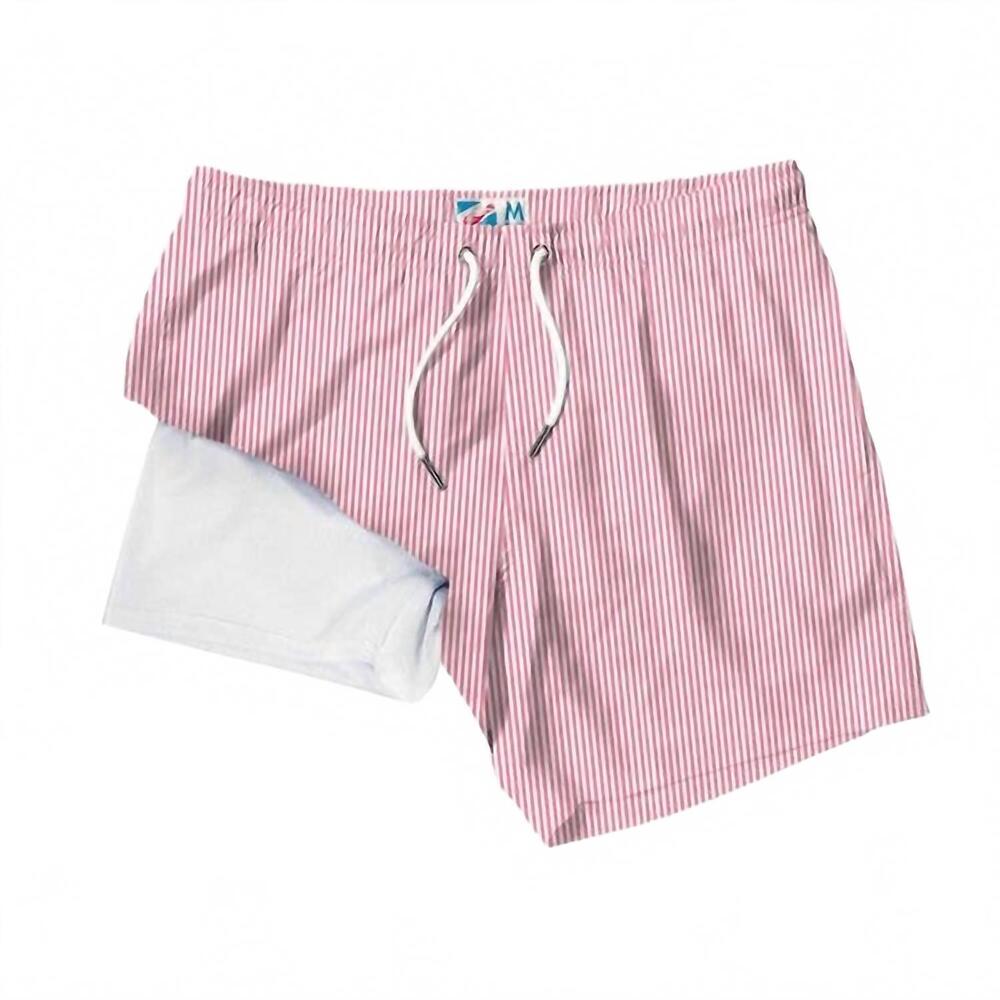 NEW BERMIES men's swim trunks in red - seersucker